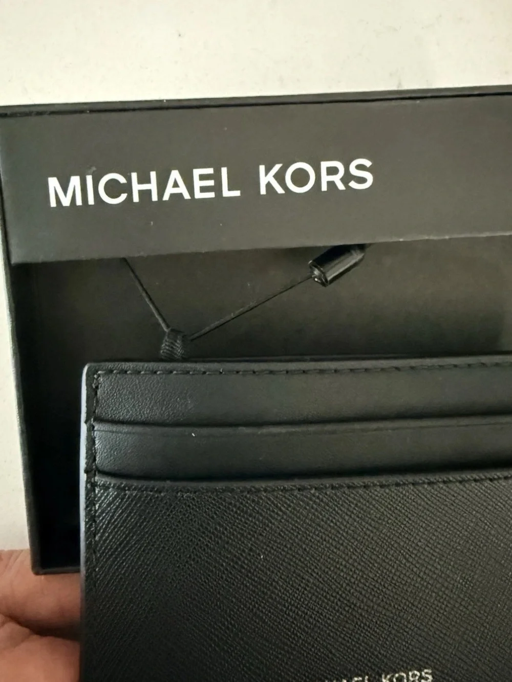NIB Michael Kors Black Saffiano Leather Credit Card Holder Small Slim Card Case